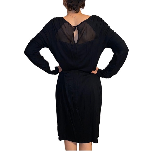 Candalite Black Sheer Ruched Long Sleeve Dress Size XL - Picture 2 of 3